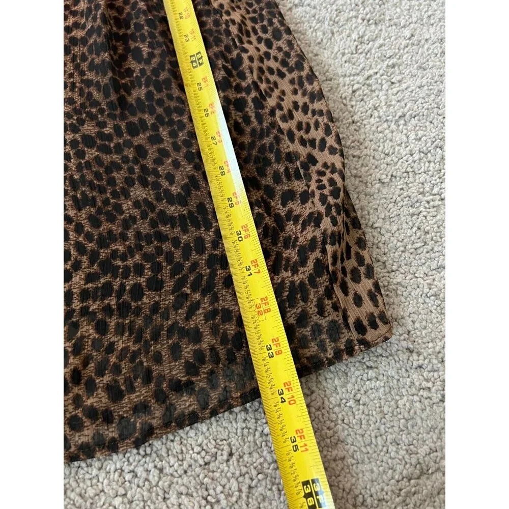 H&M Womens Brown Animal Print Long Sleeve Chiffon Dress Ruffled Size 0‎ NWT